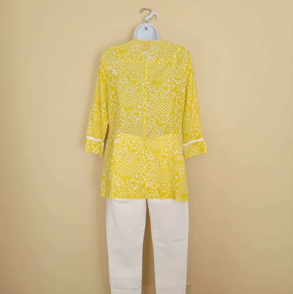 Tory Burch Yellow and White Print Tunic - Picture 4 of 9